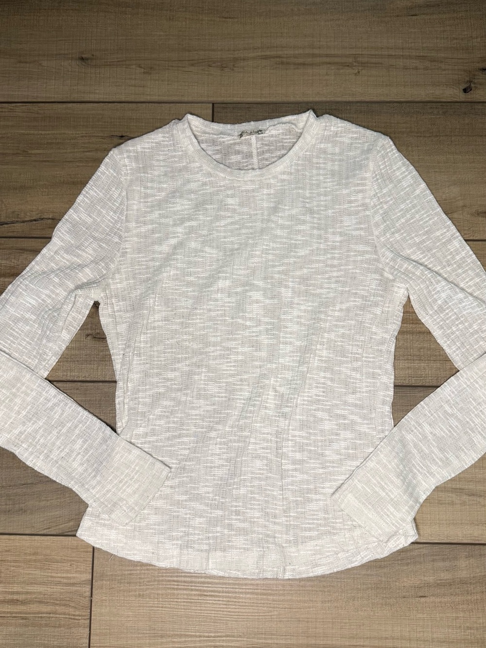 Free People We The Free White Sheer Textured Long Sleeve Top XS